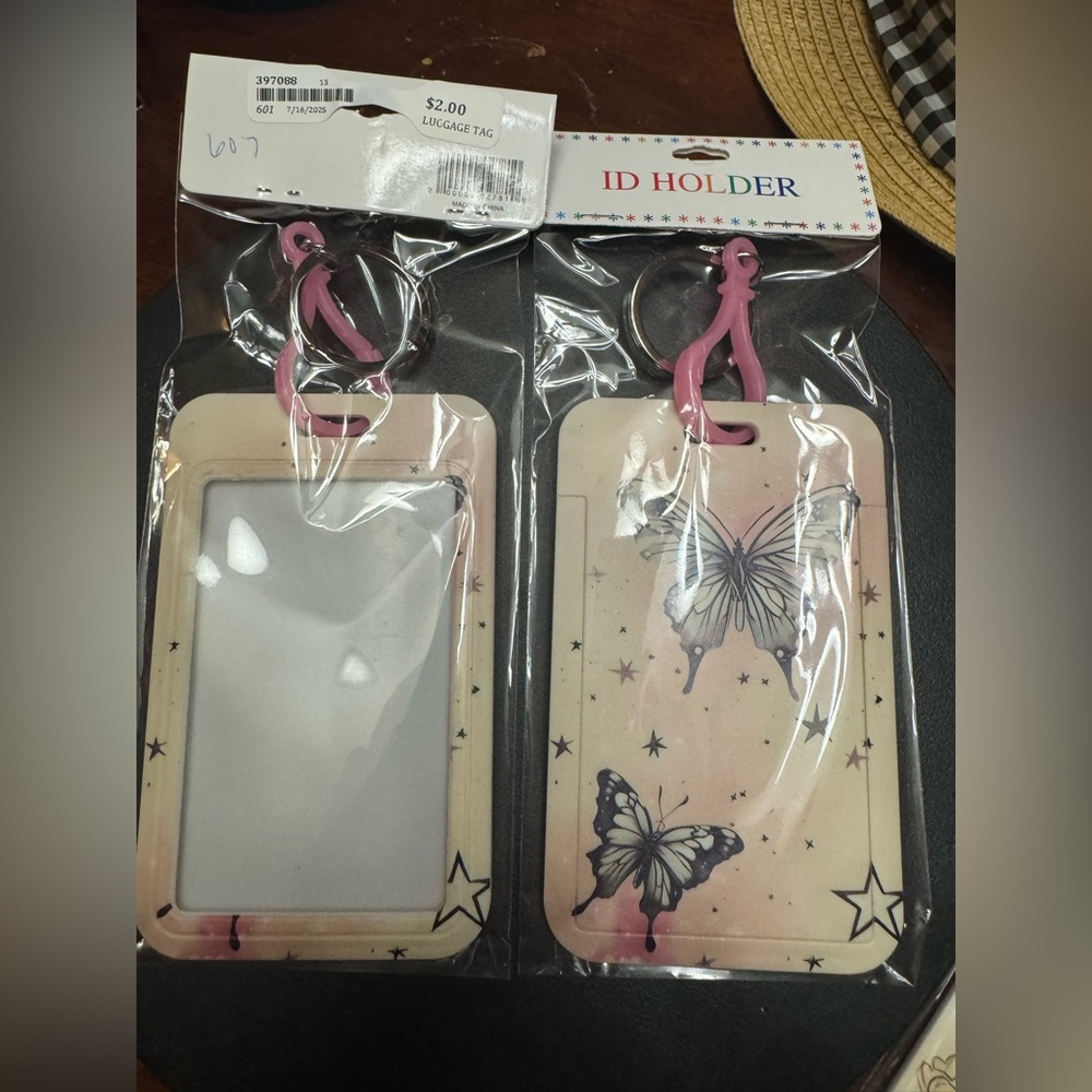 Butterfly Design ID Holder key ring